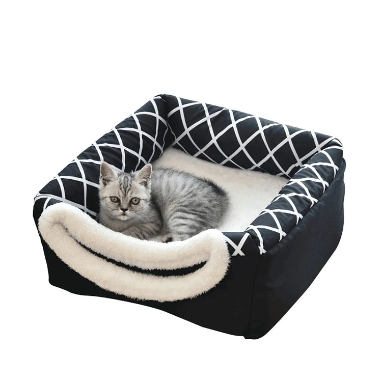 Factory Hot Sales Cat Cave Bed Yurt Cat House Warm Cotton Collapsible Pet Bed Deluxe Cat House