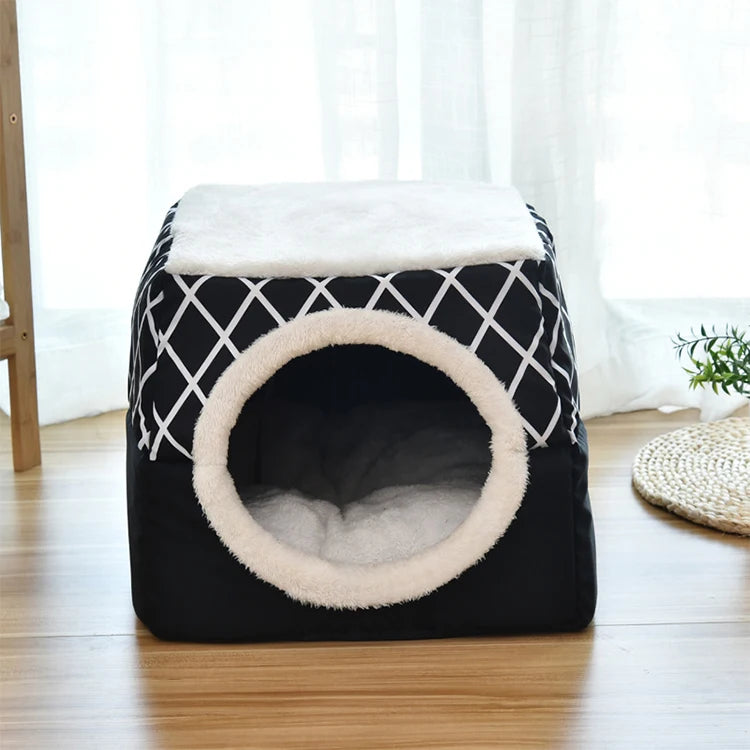 Factory Hot Sales Cat Cave Bed Yurt Cat House Warm Cotton Collapsible Pet Bed Deluxe Cat House
