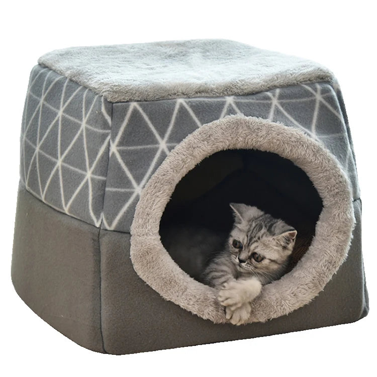 Factory Hot Sales Cat Cave Bed Yurt Cat House Warm Cotton Collapsible Pet Bed Deluxe Cat House