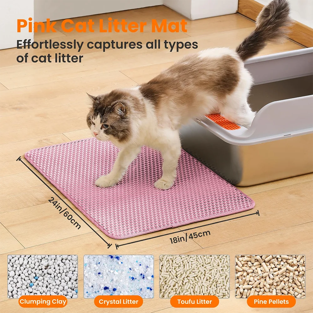 45x60CM Cat Litter Mat Large Size Waterproof Pet Toilet Cat Litter Trapping Mat Non Slip Double Layer Cat Litter Box Pad