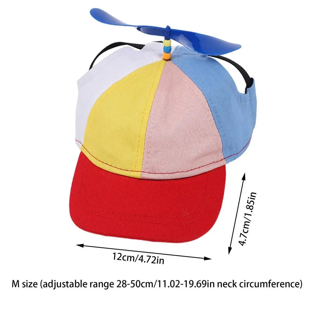 Dog Propeller Hat Pet Outdoor Sports Hats With Ear Holes Dog Hat Rainbow Helicopter Top Hat For Small Puppy Cats Pets Supplies