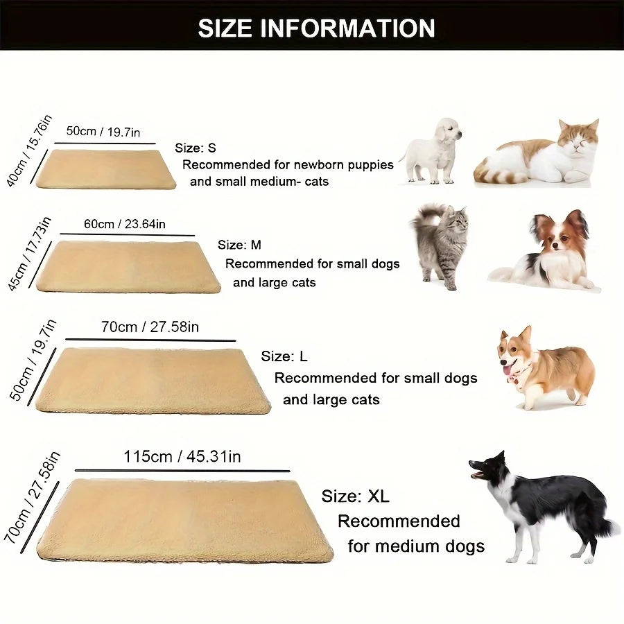 Self-Warming Pet Pad Blanket, Electric-Free Thermal Bed Mat, Anti-Slip for Cats Dogs Winter Warmth Mat Heat Reflecting Core Pad