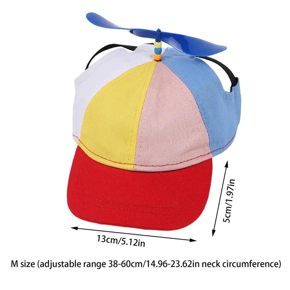Dog Propeller Hat Pet Outdoor Sports Hats With Ear Holes Dog Hat Rainbow Helicopter Top Hat For Small Puppy Cats Pets Supplies