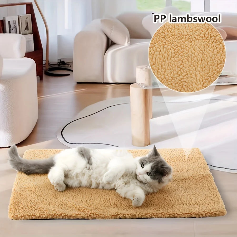Self-Warming Pet Pad Blanket, Electric-Free Thermal Bed Mat, Anti-Slip for Cats Dogs Winter Warmth Mat Heat Reflecting Core Pad