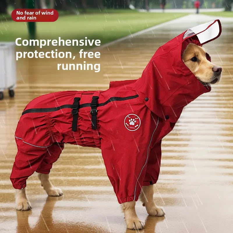 Jacket Pet Raincoat Medium Large Dog Golden Retriever Samoyed Costume Alaskan Waterproof Four-Legged Dog Hood