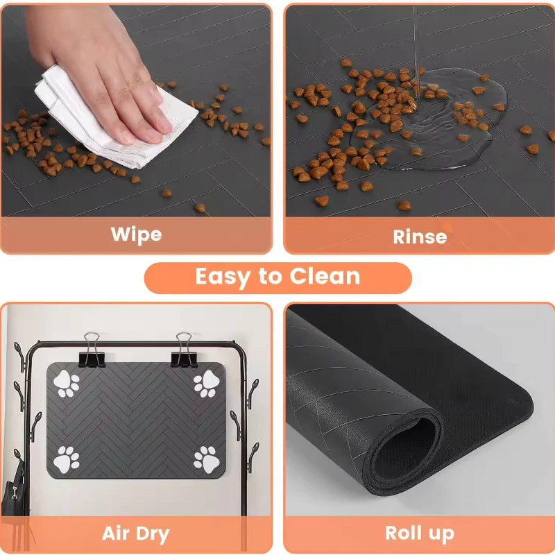 Winter Feeding Mat-Absorbent Pet Placemat for Food and Water Bowl with Waterproof Rubber Backing Quick Dry Water Mat for Dog Cat