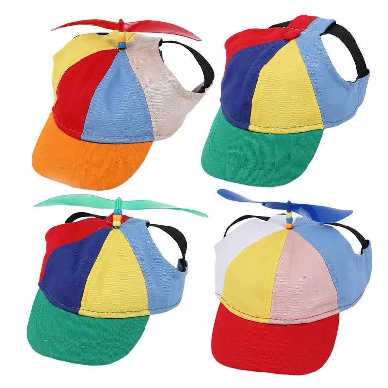 Dog Propeller Hat Pet Outdoor Sports Hats With Ear Holes Dog Hat Rainbow Helicopter Top Hat For Small Puppy Cats Pets Supplies