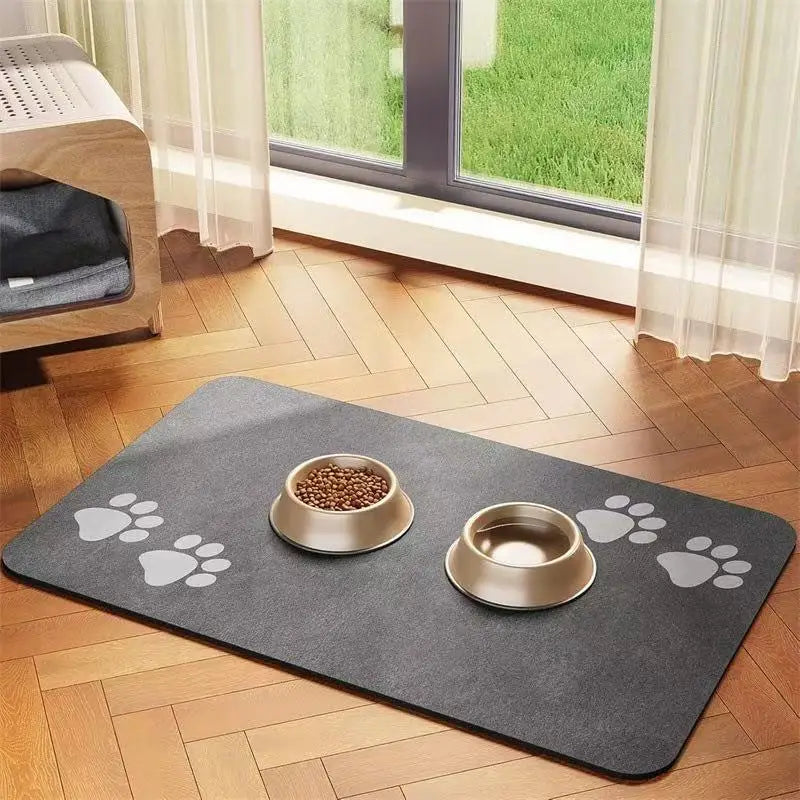 Winter Feeding Mat-Absorbent Pet Placemat for Food and Water Bowl with Waterproof Rubber Backing Quick Dry Water Mat for Dog Cat
