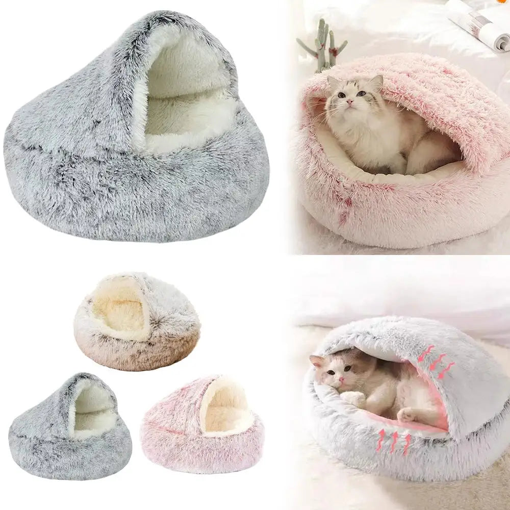 Winter Plush Pet Cat Bed Round Cat Cushion Cat House Warm Cats Basket Pet Sleep Bag Kitten Nest Kennel for Pet Dog Cats