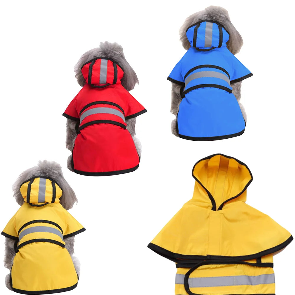 Waterproof Reflective Dog Raincoat - Full-Cover 4 Legs Windproof Gear for Small Dogs, Adjustable for Bichon Poodle