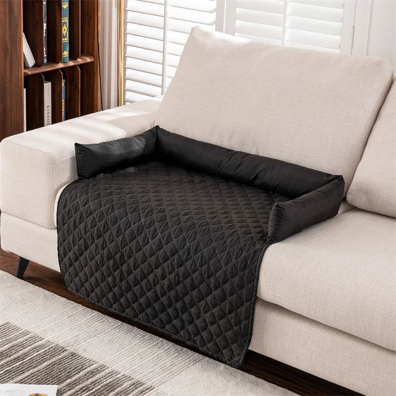 Waterproof Dog Bed Blanket Mat Dog Sofa Couch Slipcover Dog Pad with Neck Pillow Washable Calming Nest for Travel Home