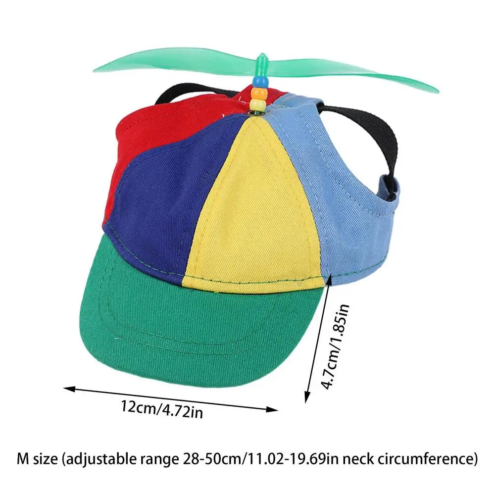 Dog Propeller Hat Pet Outdoor Sports Hats With Ear Holes Dog Hat Rainbow Helicopter Top Hat For Small Puppy Cats Pets Supplies
