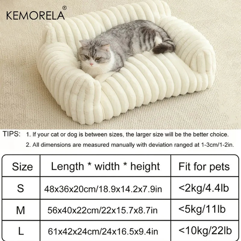 1PCS Cat Sofa Bed-Soft Polyester Pet Bed with Striped Design, Breathable for All Seasons,Suitable for Small to Medium Cat