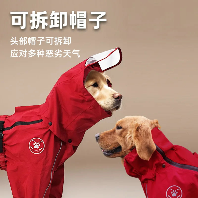 Jacket Pet Raincoat Medium Large Dog Golden Retriever Samoyed Costume Alaskan Waterproof Four-Legged Dog Hood