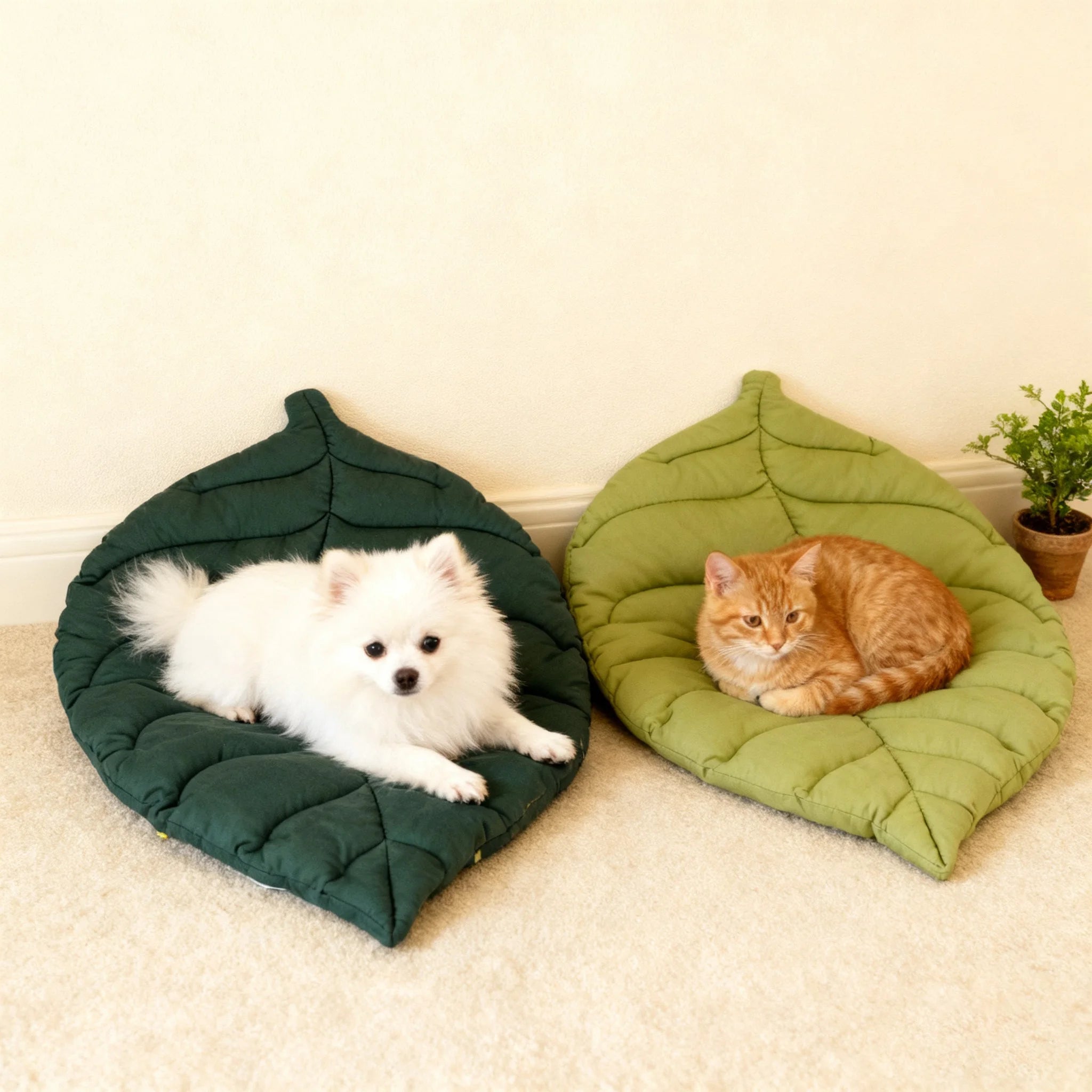 1pc Cozy Leaf-Shaped Pet Mat Soft Washable Polyester Bed Chew-Resistant Rectangle Sleep Pad for Cats Dogs Pet Sleeping Mat