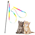 Interactive Cat Toys Teasing Catd Stick Funny Rainbow Strips Cat Stick Toys Kitten Playing Teaser Wand Toy Pet Supplies