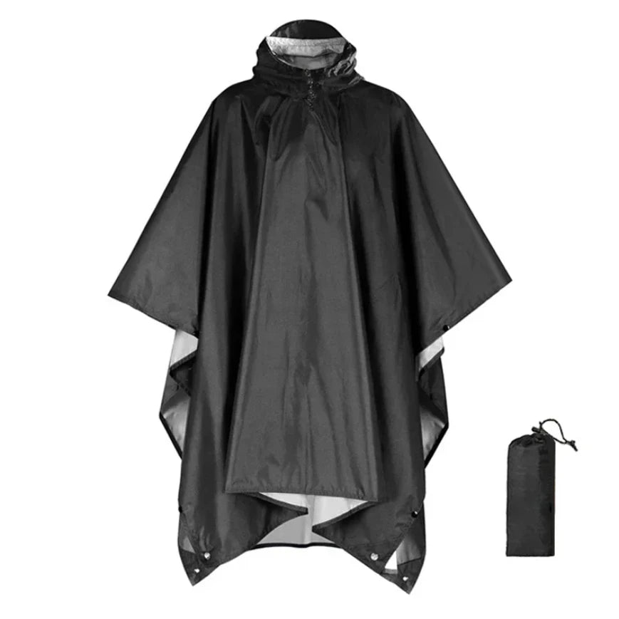 Multipurpose Outdoor Rainwear Hoodie Poncho with Sleeves for Motorcycle Camping Hiking Travel Tent Protection