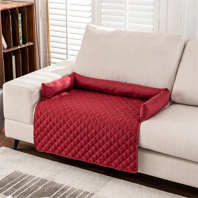 Waterproof Dog Bed Blanket Mat Dog Sofa Couch Slipcover Dog Pad with Neck Pillow Washable Calming Nest for Travel Home
