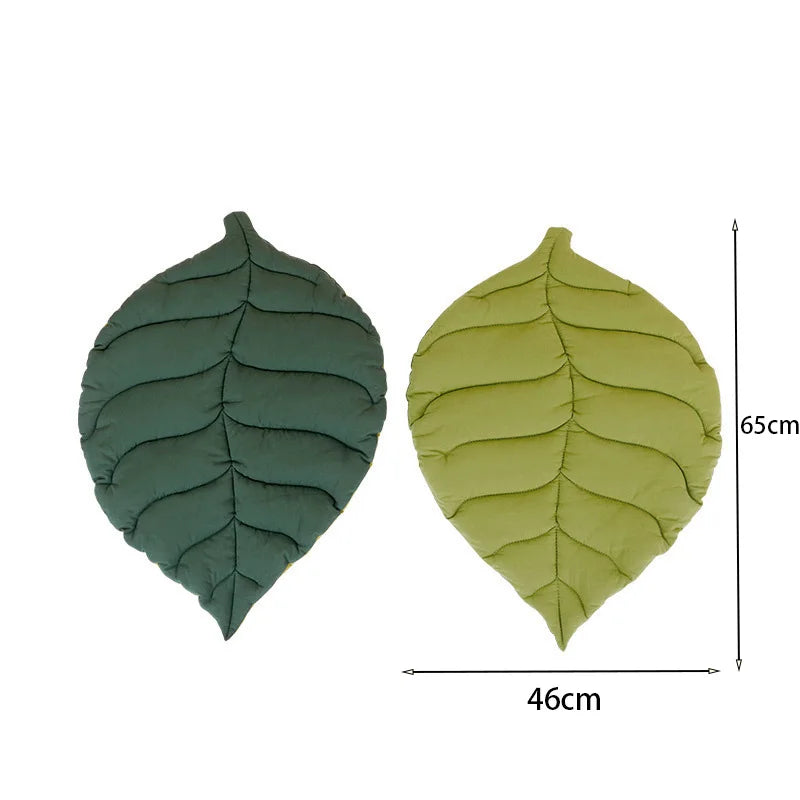 1pc Cozy Leaf-Shaped Pet Mat Soft Washable Polyester Bed Chew-Resistant Rectangle Sleep Pad for Cats Dogs Pet Sleeping Mat
