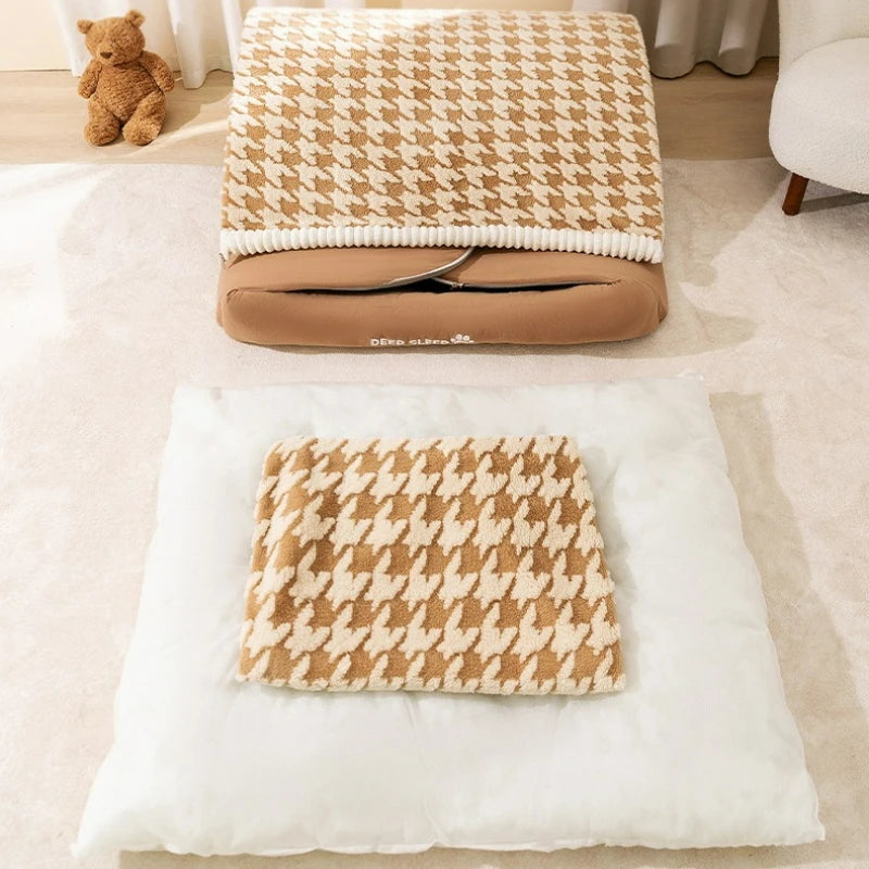 Dog Den Large-sized Dogs' Winter and Autumn Warmth Preservation Quilted Cat Den Drawer House Pet Bed Golden Retriever Washable