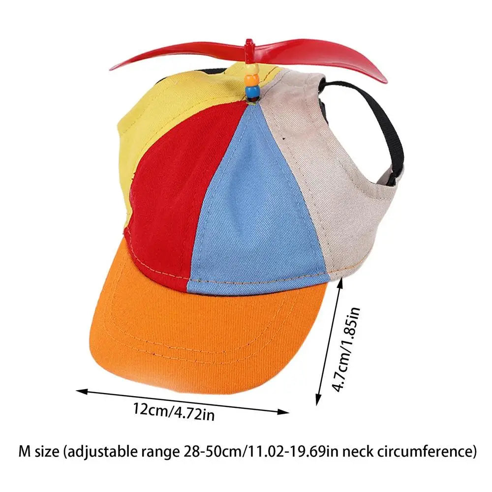 Dog Propeller Hat Pet Outdoor Sports Hats With Ear Holes Dog Hat Rainbow Helicopter Top Hat For Small Puppy Cats Pets Supplies