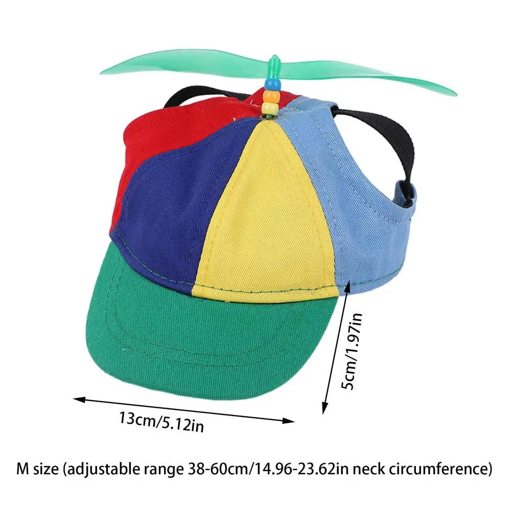 Dog Propeller Hat Pet Outdoor Sports Hats With Ear Holes Dog Hat Rainbow Helicopter Top Hat For Small Puppy Cats Pets Supplies