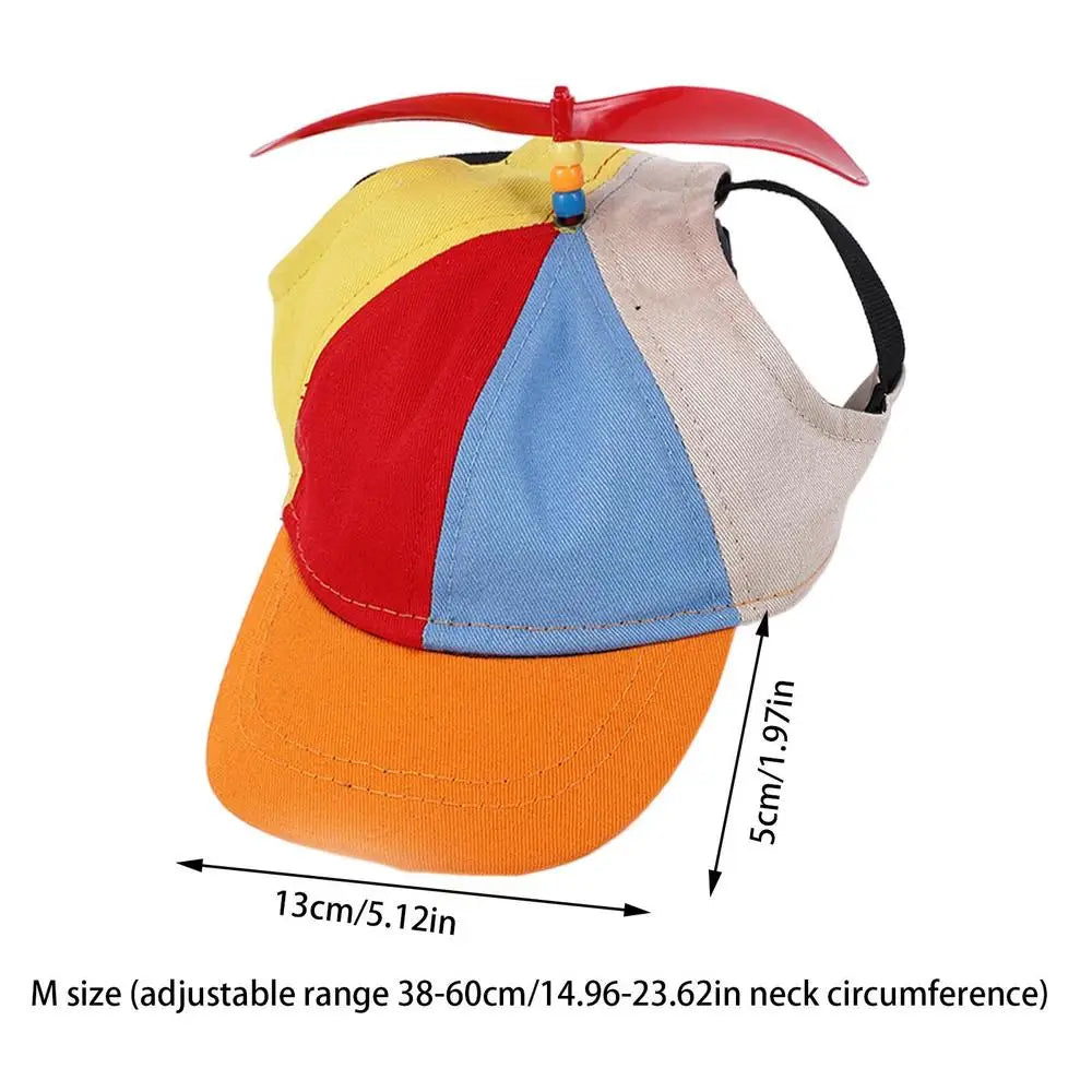 Dog Propeller Hat Pet Outdoor Sports Hats With Ear Holes Dog Hat Rainbow Helicopter Top Hat For Small Puppy Cats Pets Supplies