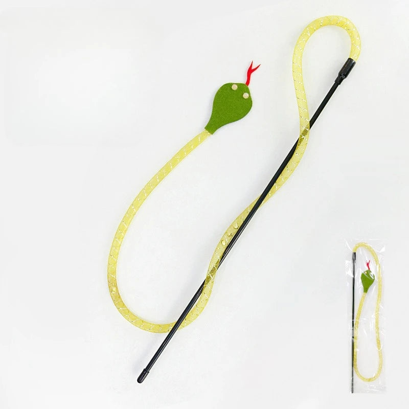 Cat Toy Cat Teaser Stick With Bell Squeaky Felt Snake Interactive Kitten Toy Bite-resistant Teeth Cleaning Cat Toy Supplies