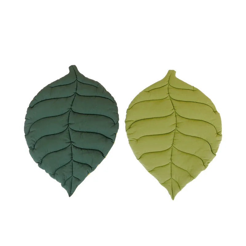 1pc Cozy Leaf-Shaped Pet Mat Soft Washable Polyester Bed Chew-Resistant Rectangle Sleep Pad for Cats Dogs Pet Sleeping Mat