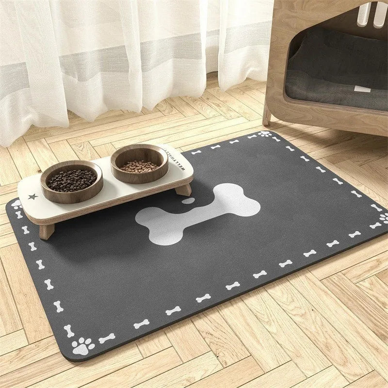 Winter Feeding Mat-Absorbent Pet Placemat for Food and Water Bowl with Waterproof Rubber Backing Quick Dry Water Mat for Dog Cat