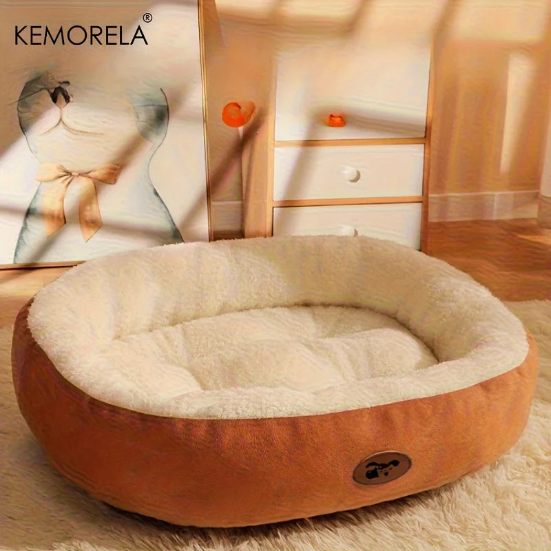 Cozy Oval Snuggle Pet Bed, Plush & Thickened Cat Bed Warm and Secure Bed for Cats and Small Medium Dogs, All Seasons