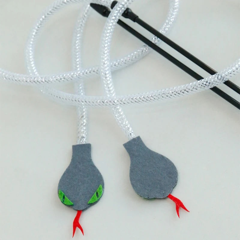 Cat Toy Cat Teaser Stick With Bell Squeaky Felt Snake Interactive Kitten Toy Bite-resistant Teeth Cleaning Cat Toy Supplies