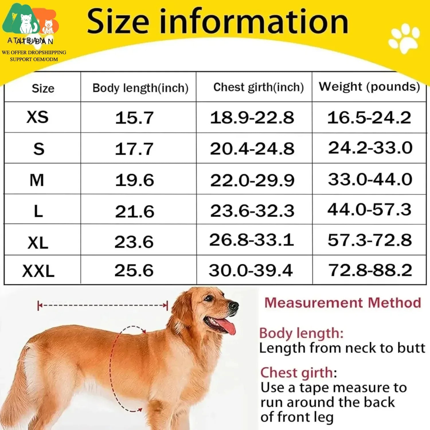 ATUBAN Dog Raincoat -Waterproof Winter Jacket with Velvet Inner, Reflective Strip,Soft Fleece Lining Warm Outerwear for Outdoors