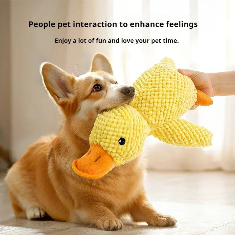 Pet Plush Toy Dog Calming Duck Companion Sleeping Duck Toys Chew Toy Durable Squeaky for Puppy Pet Teeth Cleaning Chew Pet Toy