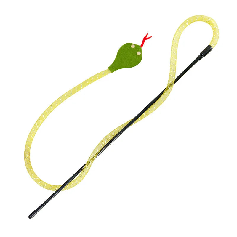 Cat Toy Cat Teaser Stick With Bell Squeaky Felt Snake Interactive Kitten Toy Bite-resistant Teeth Cleaning Cat Toy Supplies