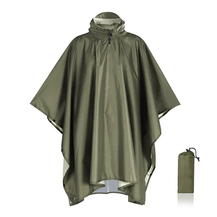 Multipurpose Outdoor Rainwear Hoodie Poncho with Sleeves for Motorcycle Camping Hiking Travel Tent Protection