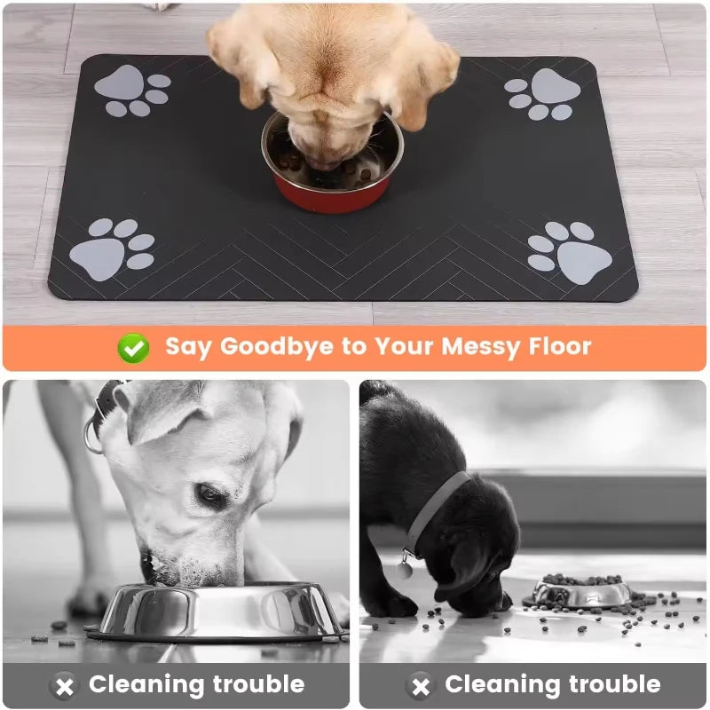 Winter Feeding Mat-Absorbent Pet Placemat for Food and Water Bowl with Waterproof Rubber Backing Quick Dry Water Mat for Dog Cat