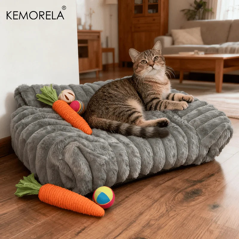 1PCS Cat Sofa Bed-Soft Polyester Pet Bed with Striped Design, Breathable for All Seasons,Suitable for Small to Medium Cat