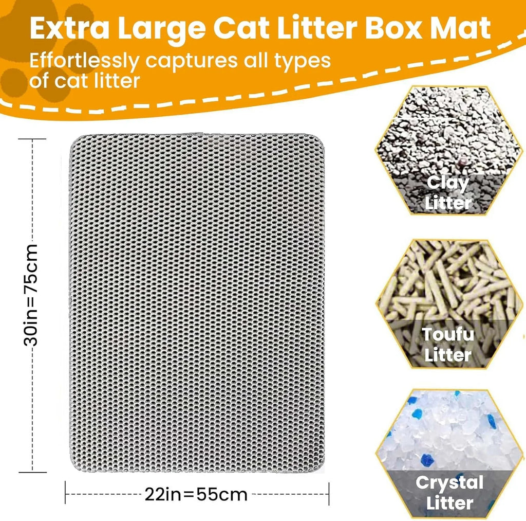 45x60CM Cat Litter Mat Large Size Waterproof Pet Toilet Cat Litter Trapping Mat Non Slip Double Layer Cat Litter Box Pad