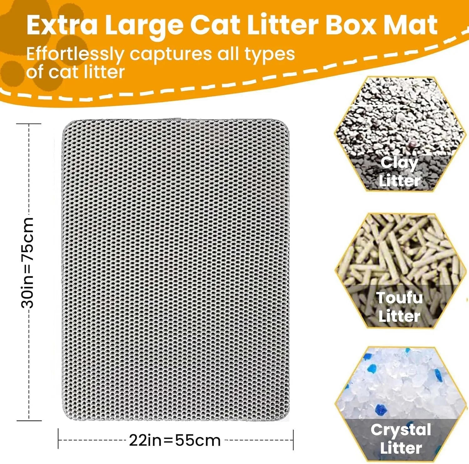 45x60CM Cat Litter Mat Large Size Waterproof Pet Toilet Cat Litter Trapping Mat Non Slip Double Layer Cat Litter Box Pad