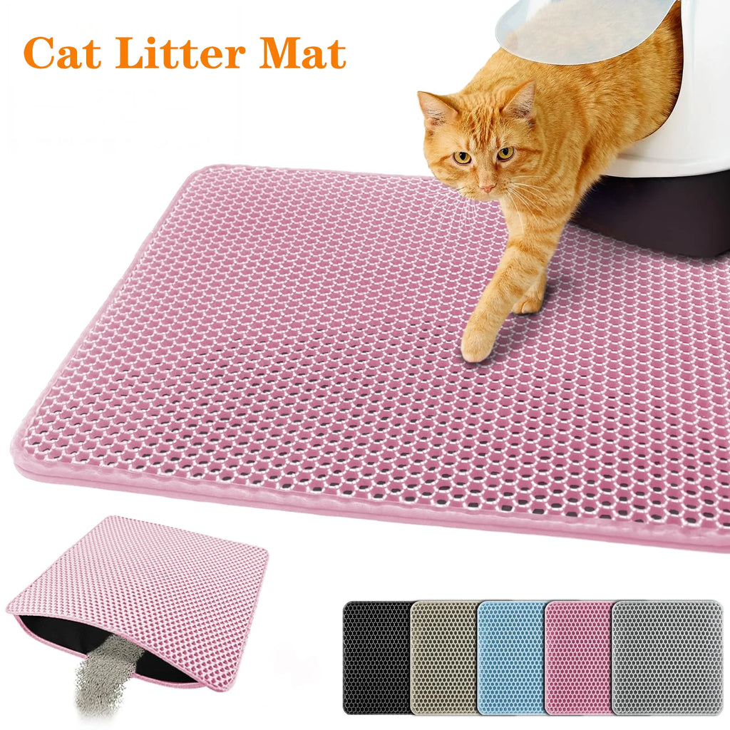 45x60CM Cat Litter Mat Large Size Waterproof Pet Toilet Cat Litter Trapping Mat Non Slip Double Layer Cat Litter Box Pad