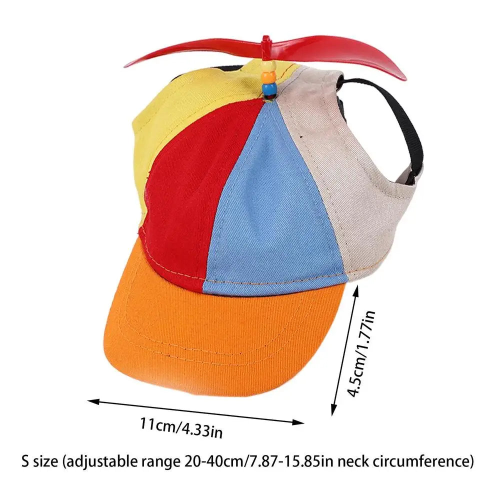 Colorful Pet Propeller Hat With Ear Holes Sunproof Dogs Cats Rainbow Helicopter Top Hat For Poodle Puppy Dachshund