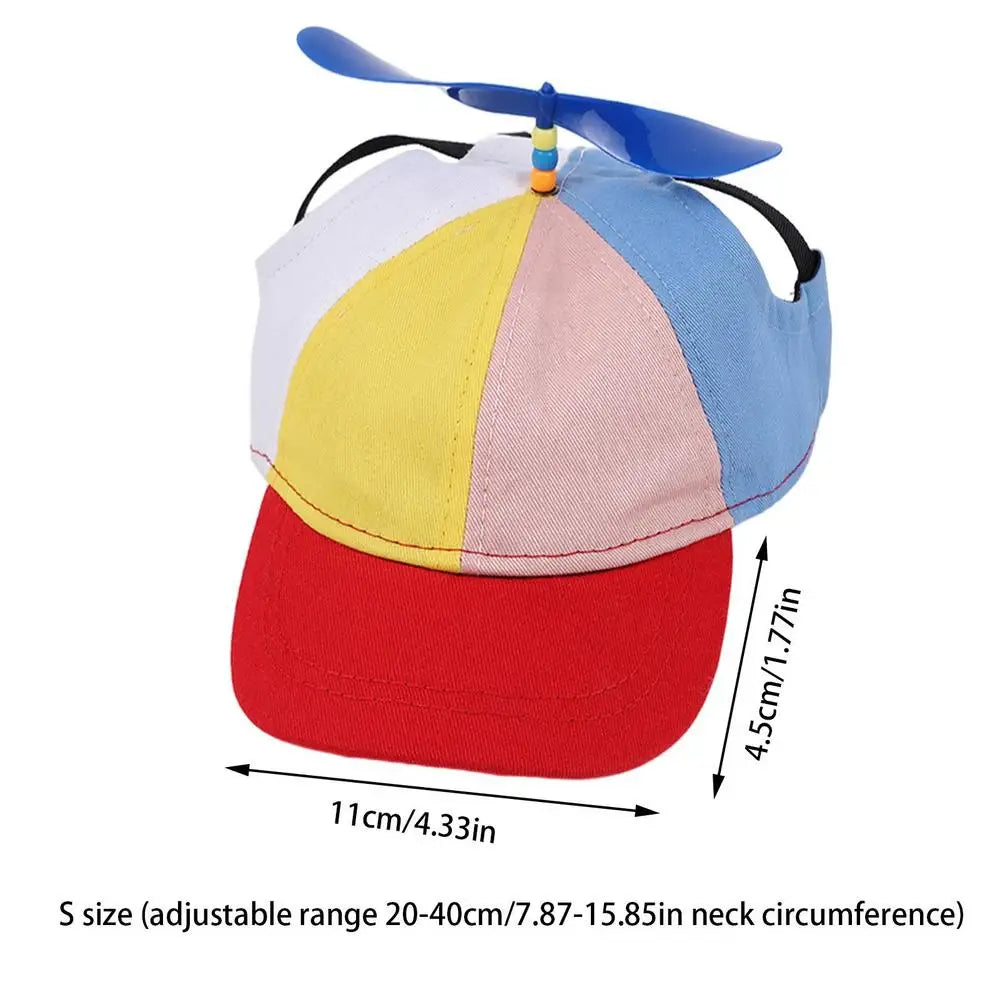 Dog Propeller Hat Pet Outdoor Sports Hats With Ear Holes Dog Hat Rainbow Helicopter Top Hat For Small Puppy Cats Pets Supplies