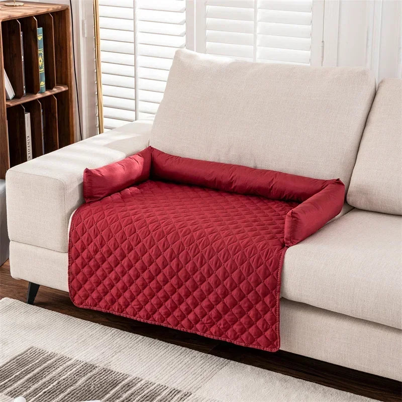 Waterproof Dog Bed Blanket Mat Dog Sofa Couch Slipcover Dog Pad with Neck Pillow Washable Calming Nest for Travel Home