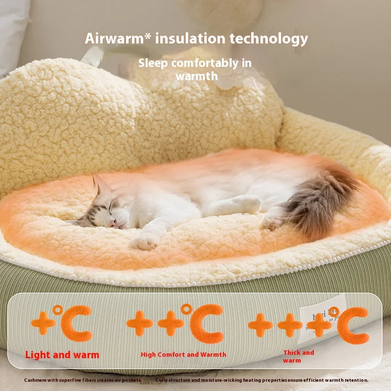 Cat Bed, All-Season Universal Dog Bed Dog Bed Warm Sleeping Pad for Autumn and Winter, Neck Guard, Mountain Support Dog Bed Pet