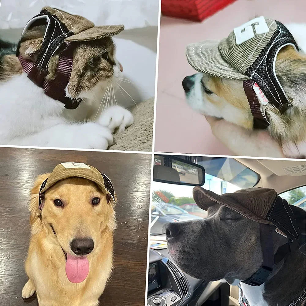 Outdoor Sports Hat with Ear Holes Pet Hat for Small Large Dogs Dog Accessories Adjustable Sunscreen Dog Hat Baseball Cap