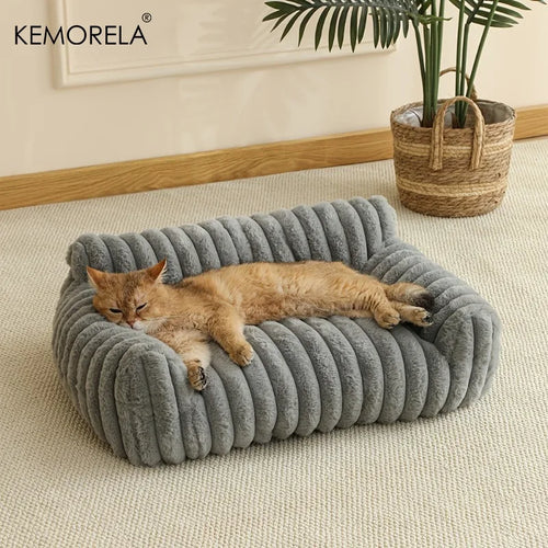 1PCS Cat Sofa Bed-Soft Polyester Pet Bed with Striped Design, Breathable for All Seasons,Suitable for Small to Medium Cat