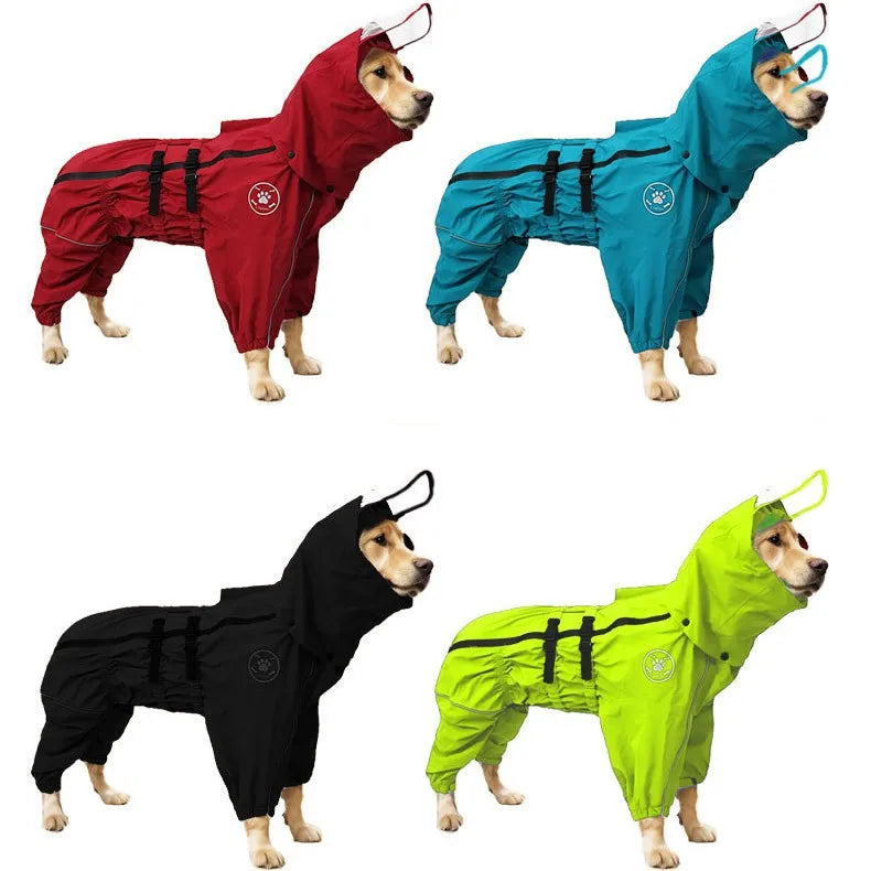 Jacket Pet Raincoat Medium Large Dog Golden Retriever Samoyed Costume Alaskan Waterproof Four-Legged Dog Hood