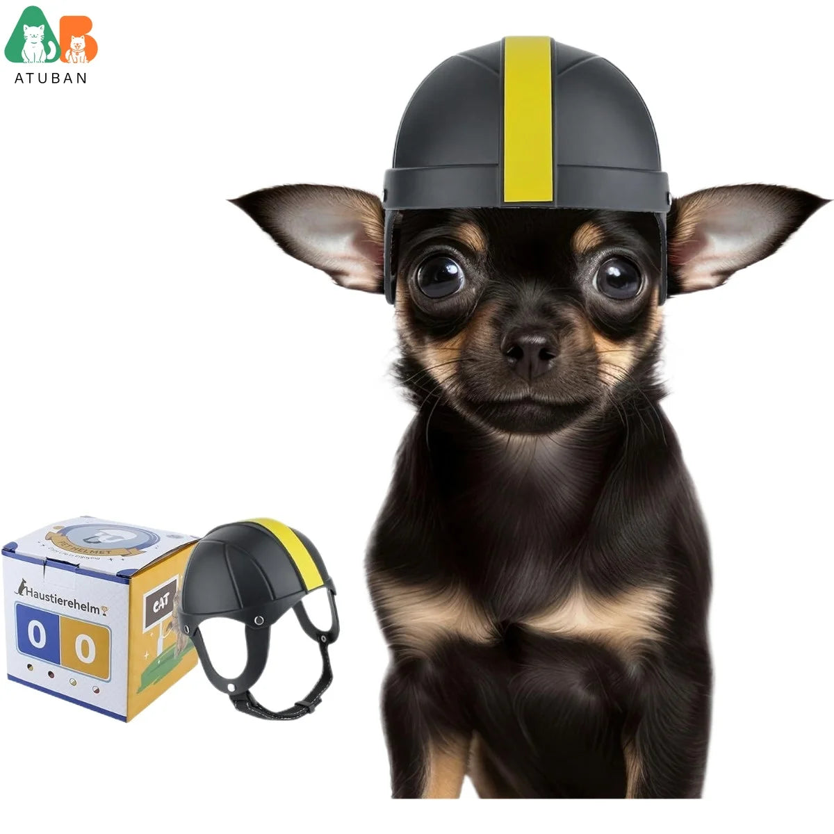 ATUBAN Hard Helmet Outdoor Protection Stylish Doggy Hat for Football Games Safety Pet Helmet with Ear Holes for Small Dog, Cats